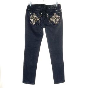 SHOP CLOSING! Miss Me Gold Floral Sequin Embellished Black Jeans